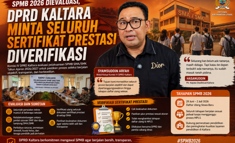 SPMB 2026 Dievaluasi, DPRD Kaltara Minta Seluruh Sertifikat Prestasi Diverifikasi