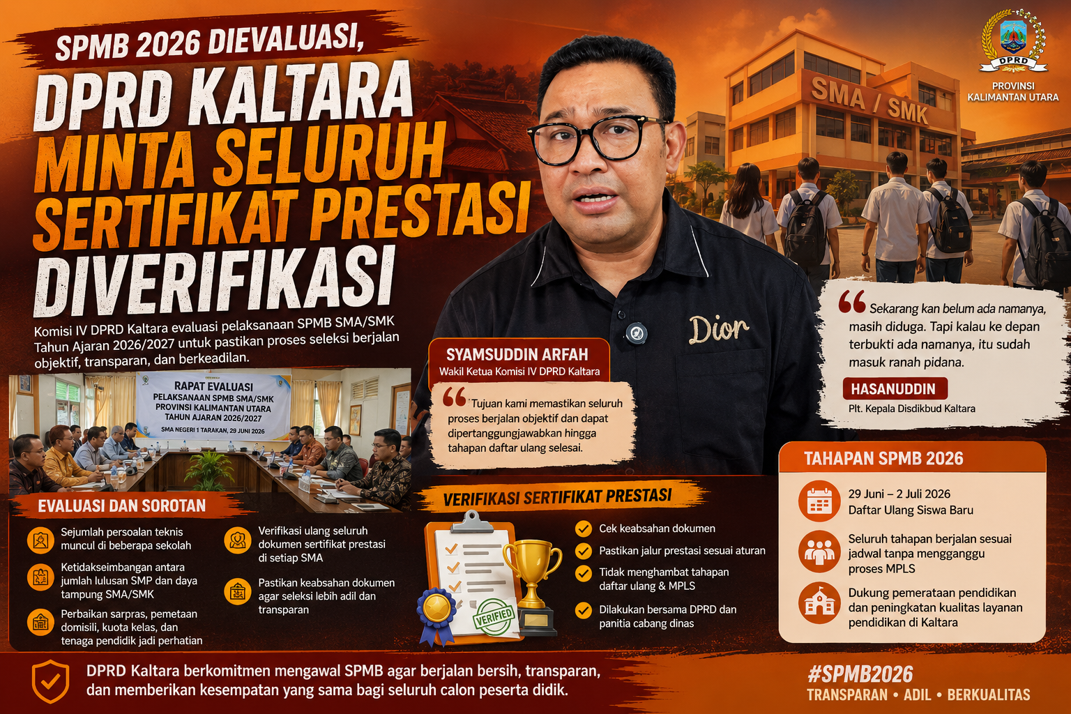 SPMB 2026 Dievaluasi, DPRD Kaltara Minta Seluruh Sertifikat Prestasi Diverifikasi